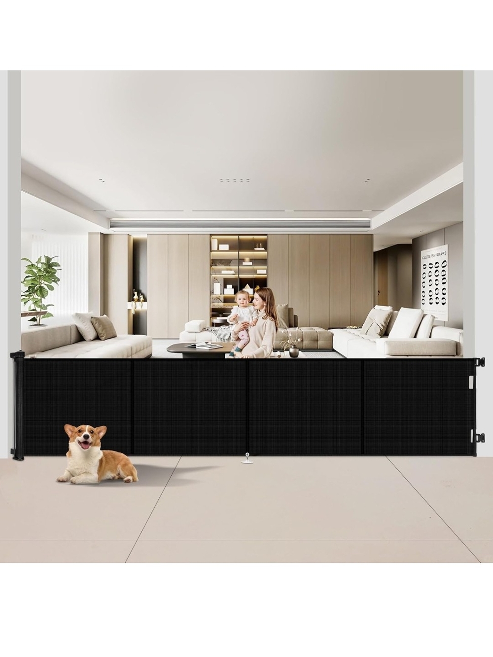 Miumoon 200" Retractable Baby Gate 42" Tall Extra Wide Indoor Outdoor